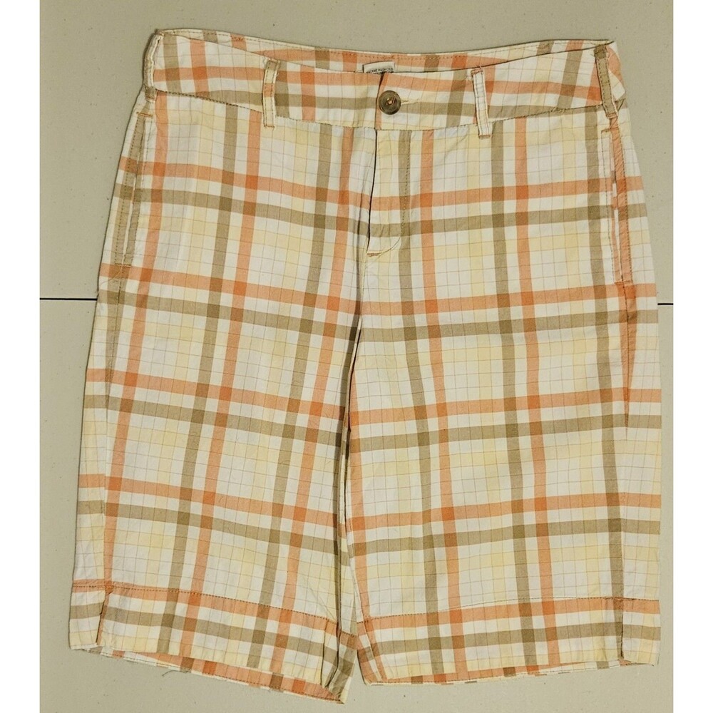Merona Bermuda Shorts Plaid Orange And White Size 8